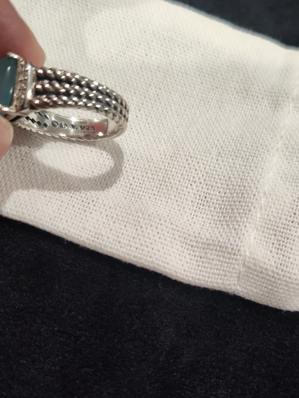 David Yurman Petite Wheaton Ring Blue Chalcedony, Diamonds & Sterling Silver - Picture 4 of 9